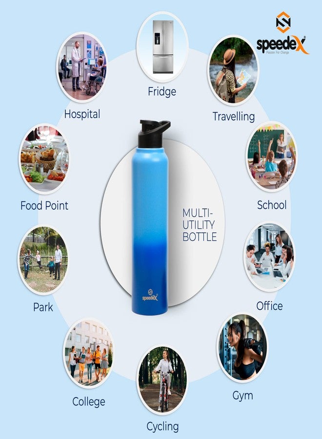 Speedex BIS Certified Stainless Steel Sports/Fridge Water Bottle 1 Ltr with Sipper Cap - 1000ml | For Home, Office, Gym, Men, Womens, Kids - Dual Blue Blue Colour - Set Of 1 - Image 5